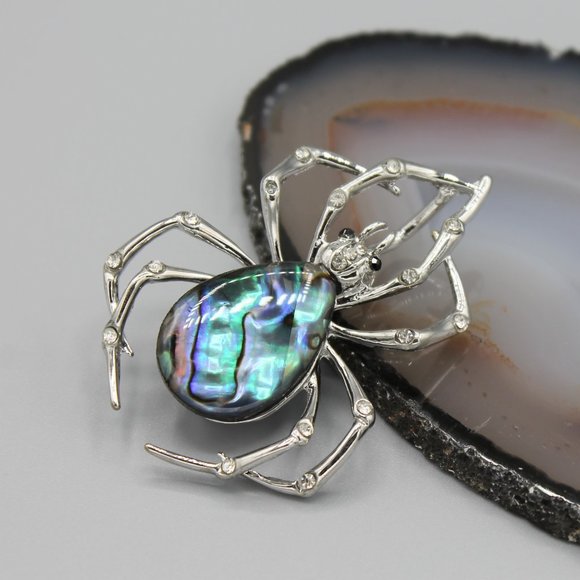 Jewelry - Spider pin brooch silver tone shell new